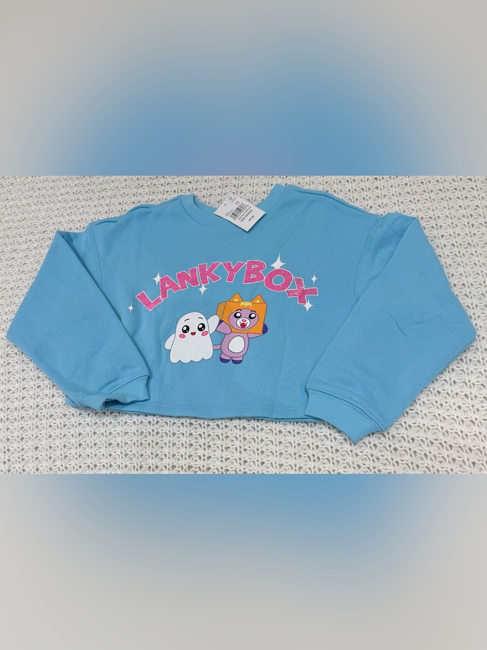 Lankybox fleece top in blue size XXS.